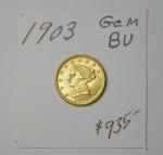 1903 $2.50 Gold Liberty Coin with Vibrant Luster