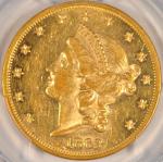1863 $20 Liberty Double Eagle Gold Coin AU-58