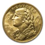 1900-B Swiss Gold 20 Francs Helvetia Coin