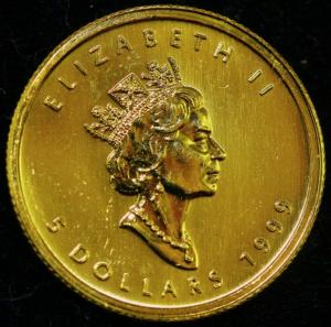 1999 $5 Canada Gold Maple Leaf Coin