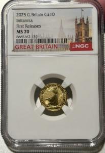 2025 Gold Britannia 1/10 oz NGC MS70 First Releases