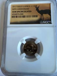 2017 1/10 Gold Krugerrand 50th Anniversary Coin