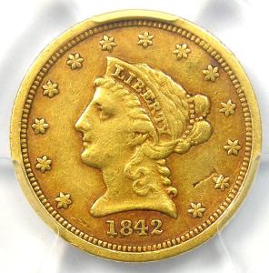 1842-D Liberty Gold Quarter Eagle $2.50 - Rare Coin
