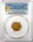 1842-D Liberty Gold Quarter Eagle $2.50 - Rare Coin