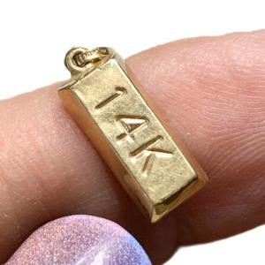 Vintage 14k Gold Bullion Bar Pendant Charm