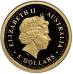 1999 Australia $5 Gold Proof Kangaroo Coin PR70