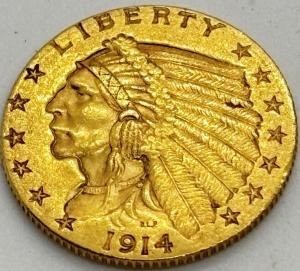 1914-D Indian Head $2.50 Gold Quarter Eagle