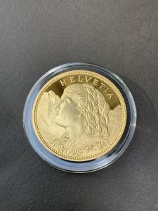 1925 Swiss 100 Franc Helvetia Gold-Plated Coin