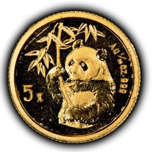 1995 China 5 Yuan Gold Panda Coin 1/20 oz