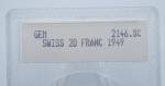 1949 B Swiss Gold 20 Franc Coin in Holder