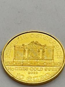2022 Austria 10 Euro Gold Philharmonic Coin