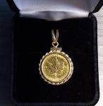 1990 Canadian Maple Leaf 1/10 Oz Gold Pendant