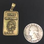 10K Gold Indian Chief Ingot Pendant