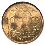 1913-B Swiss Gold 10 Francs Coin MS-64