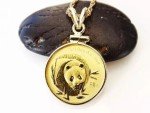 Chinese Panda Coin Pendant with Chain - 14k Gold