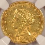 1852-O Liberty Gold Quarter-Eagle Coin NGC MS-61
