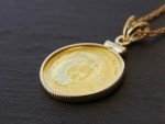 Chinese Panda Coin Pendant with Chain - 14k Gold