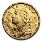 1927-B Swiss Gold 20 Franc Helvetia Coin