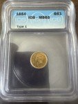1854 Type 1 $1 Gold Coin ICG MS63