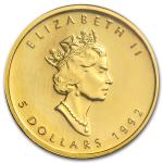 1992 Canada Gold Maple Leaf Coin 1/10 oz