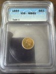 1854 Type 1 $1 Gold Coin ICG MS63