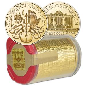 2025 Austria Gold Philharmonic 1/4 oz Coin Roll