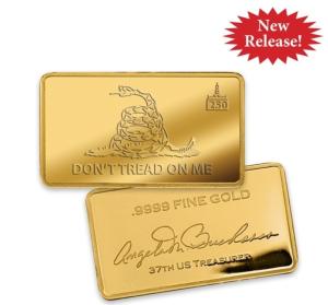 Gadsden Flag 24k Gold Bar - Pure .999 Gold