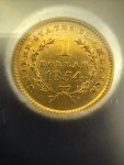 1854 Type 1 $1 Gold Coin ICG MS63