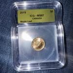 2015 $5 Gold Canadian Maple Leaf Coin