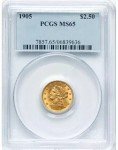 1905 Liberty Head $2.50 Gold Coin PCGS MS65