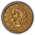 1855 Liberty Head Gold Quarter Eagle Coin