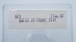 1949 B Swiss Gold 20 Franc Coin in Holder