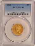 1868 Indian Princess Gold $3 Coin PCGS XF40