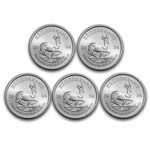 2024 Silver Krugerrand 1 oz Coins - Lot of 5