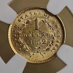 1852 $1 Liberty Head Gold Dollar Coin