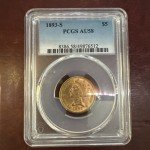1893-S $5 Gold Liberty Head Coin AU58