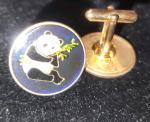 Rare Gold-tone China Panda Coin Cufflinks