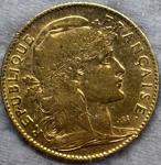 1906 France Gold 10 Francs Rooster Coin