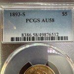 1893-S $5 Gold Liberty Head Coin AU58