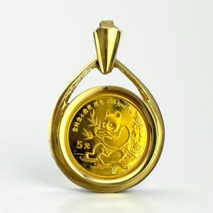 1991 Chinese Gold Panda Coin with 14K Bezel