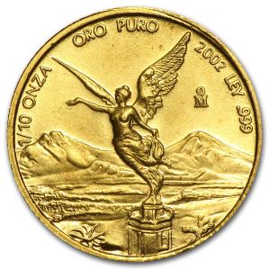 2002 Mexico 1/10 oz Gold Libertad Coin