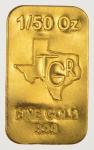 1/50 oz 24K Gold TGR Bar, Premium Bullion
