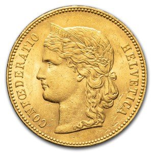 1892-B Switzerland 20 Francs Gold Coin