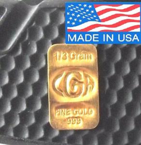 24K Pure Gold 1/3 Gram Bullion Bar