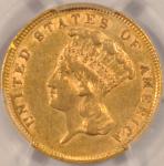 1862 $3 Indian Princess Gold Coin AU53