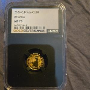 2026 Great Britain 1/10 oz Gold Britannia MS70