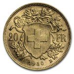 1930-B Swiss Gold 20 Francs Helvetia Coin