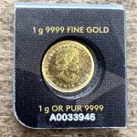 1 Gram .9999 Fine Gold Maple Leaf Coin