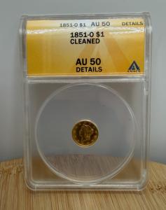 1851 O $1 Gold Coin New Orleans Mint AU-50