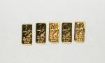Set of 5 Pure 24K Gold Bars